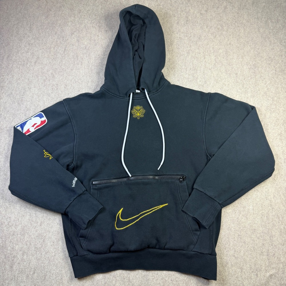 Nike NBA Golden State Warriors City Edition Hoodie Black Yellow Mens Small S